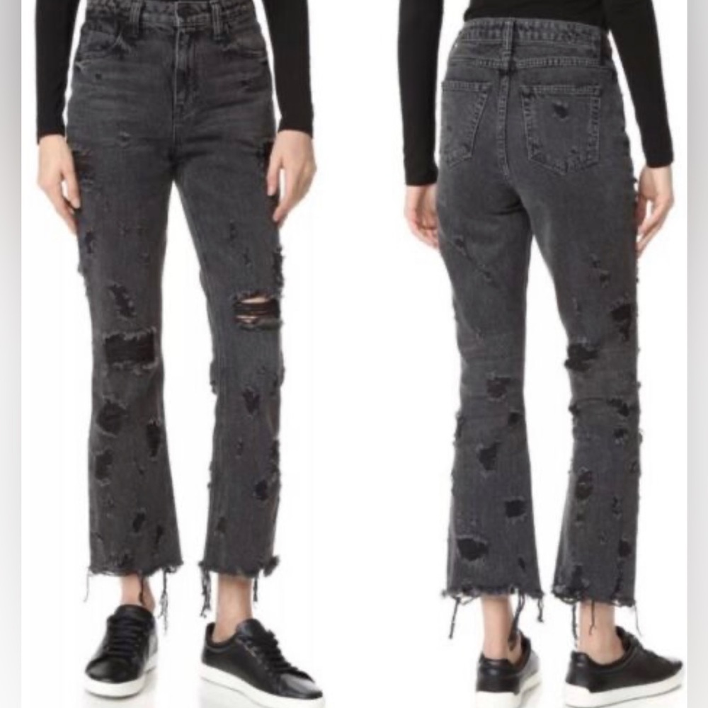 Alexander Wang | Gray Distressed Ankle Crop 100% Cotton Jeans Sz 28